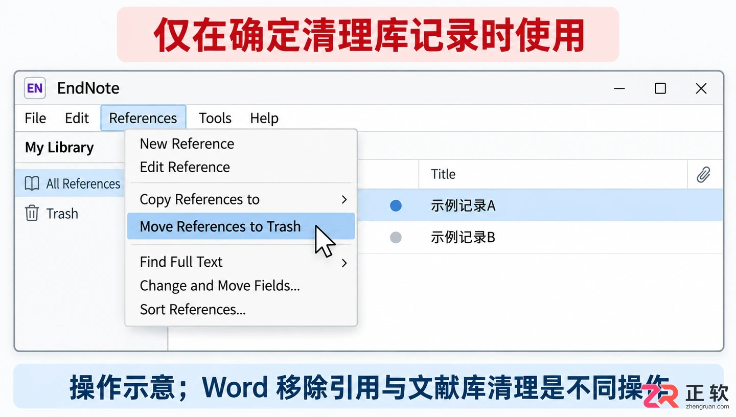 EndNote删除引用文献教程：Word去引文与库清理的正确步骤