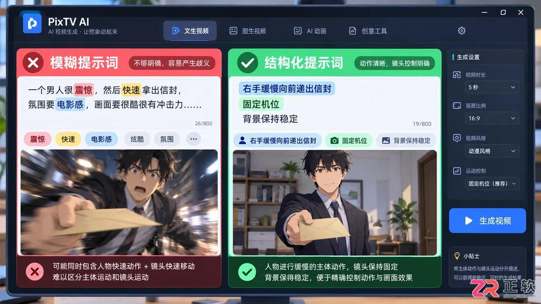 PixTV AI漫剧制作技巧:优化提示词与控制动作幅度
