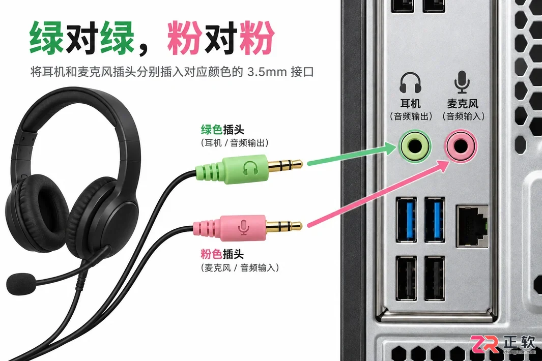台式电脑耳机插在哪个口图解