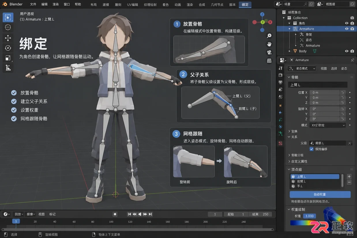 Blender制作动画角色教程从建模绑定到动作设计