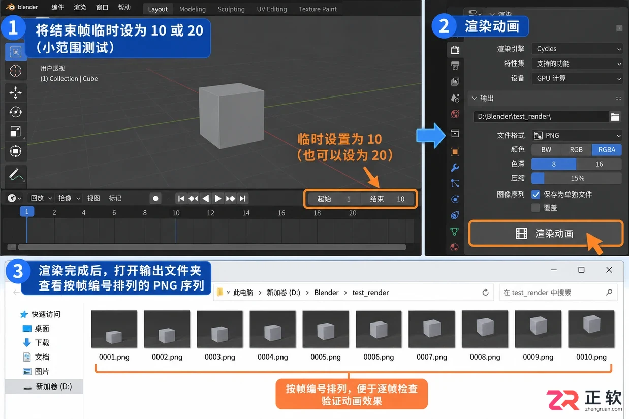 blender为什么添加动画后渲染只有看第一帧