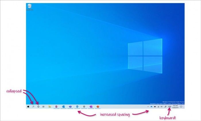 Win10引入全新平板模式:保留任务栏图标并增大间距