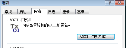 传输选项框ASCII扩展 传输选项框设置