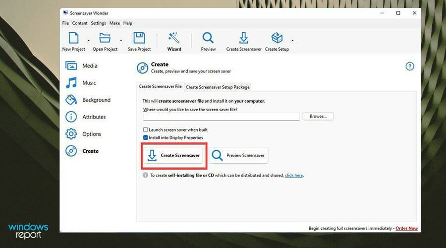 如何在 Windows 上创建自定义的屏幕保护程序文件(.scr)？