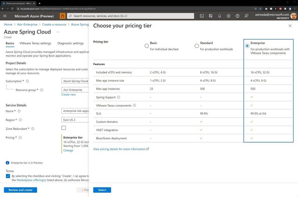 Azure Spring Cloud的企业公共预览版已经发布。