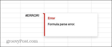 如何修复 Google 表格中的公式解析错误?
