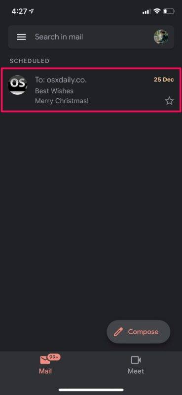 如何取消 iPhone 和 iPad 版 Gmail 中的预定电子邮件