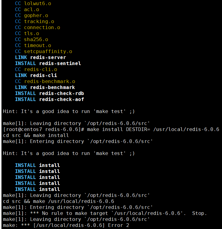 如何解决在 CentOS 安装 Redis 6.0.6 时出现的错误？