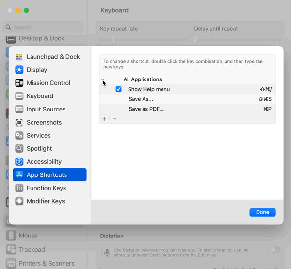 如何在 macOS Ventura 上查看系统键盘快捷键？