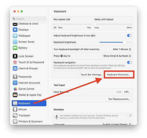如何在 macOS Ventura 上查看系统键盘快捷键？