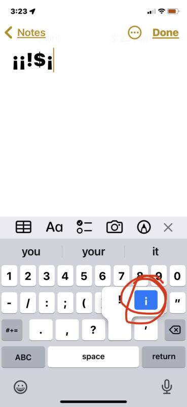 如何在 iPhone 和 iPad 上键入倒置感叹号¡