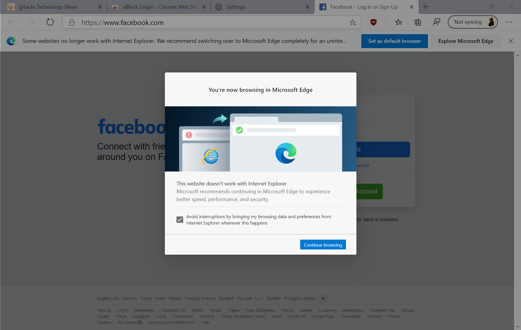 微软:请在下个月失去支持前停止使用 Internet Explorer
