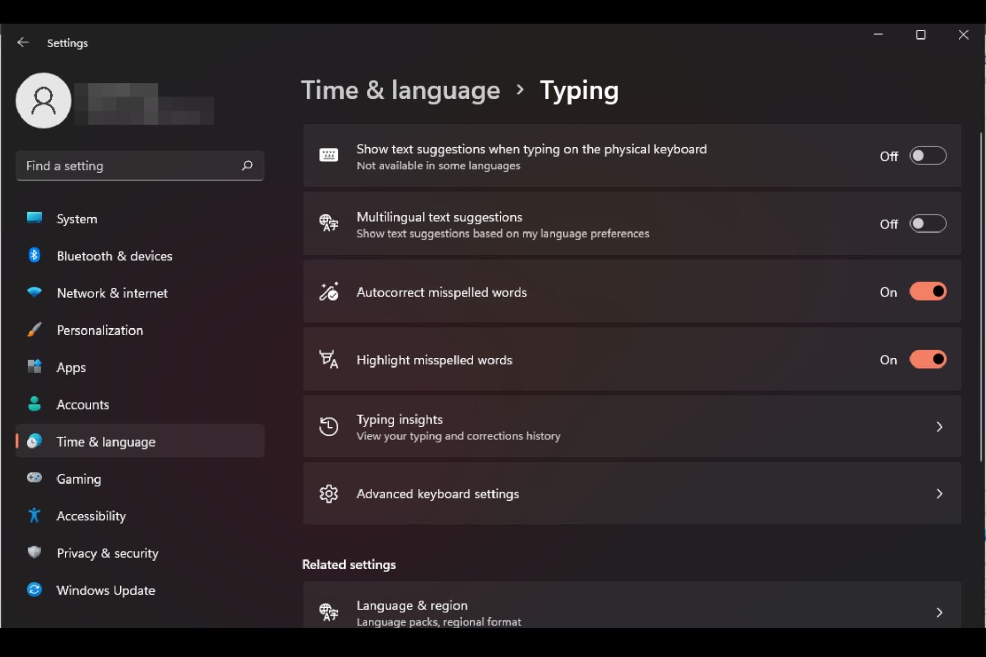 Windows 11 上如何启用或禁用自动更正拼写错误的单词功能
