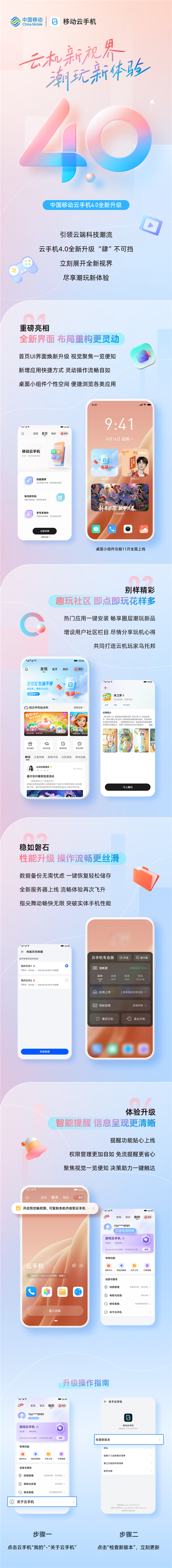 中国移动云手机4.0版:趣玩社区和数据备份全新登场