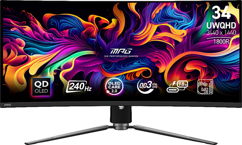 微星发布全新MPG 341CQPX QD-OLED曲面显示器:240Hz刷新率,1800R曲率