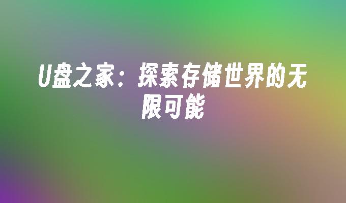 U盘之家:探索存储世界的无限可能