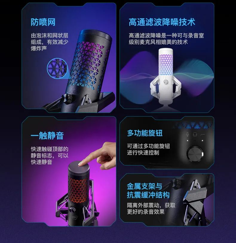 ROG 卡尼克斯麦克风“月曜白”版本上架:25mm 金属振膜、支持心型拾音,1299 元