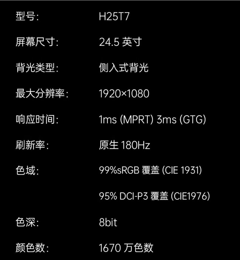 180Hz FastIPS:KTC 24.5 英寸 H25T7 显示器 507 元限时购