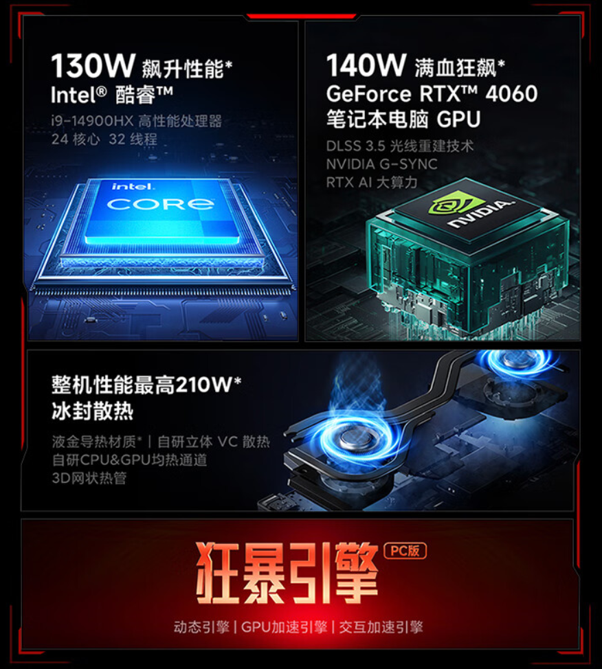 i9-14900HX + RTX4060:小米 Redmi G Pro 2024 游戏本 8299 元京东百亿补贴