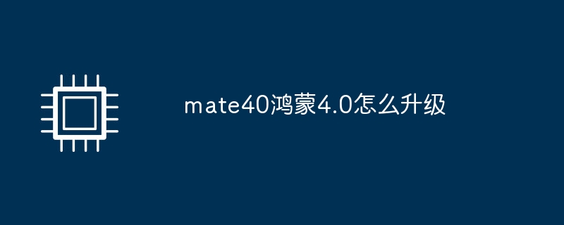 mate40鸿蒙4.0怎么升级