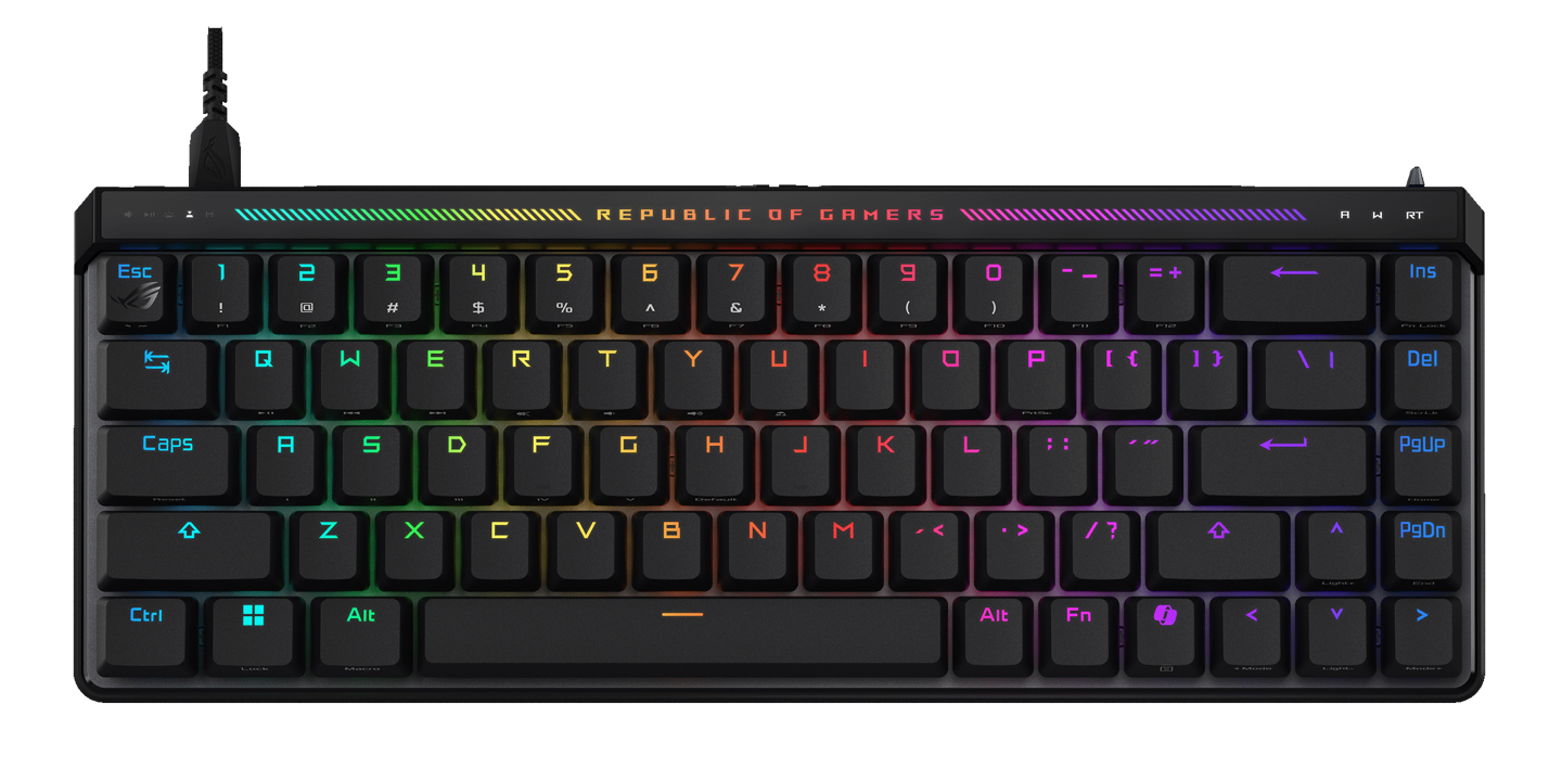 华硕 ROG 魔导士 ACE HFX 磁轴有线机械键盘上架:65% 配列、自研轴体,999 元