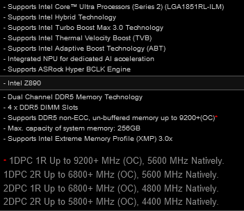 华擎四内存槽 Z890 主板信息曝光:原生 DDR5-5600,支持 9200+ MT/s 超频