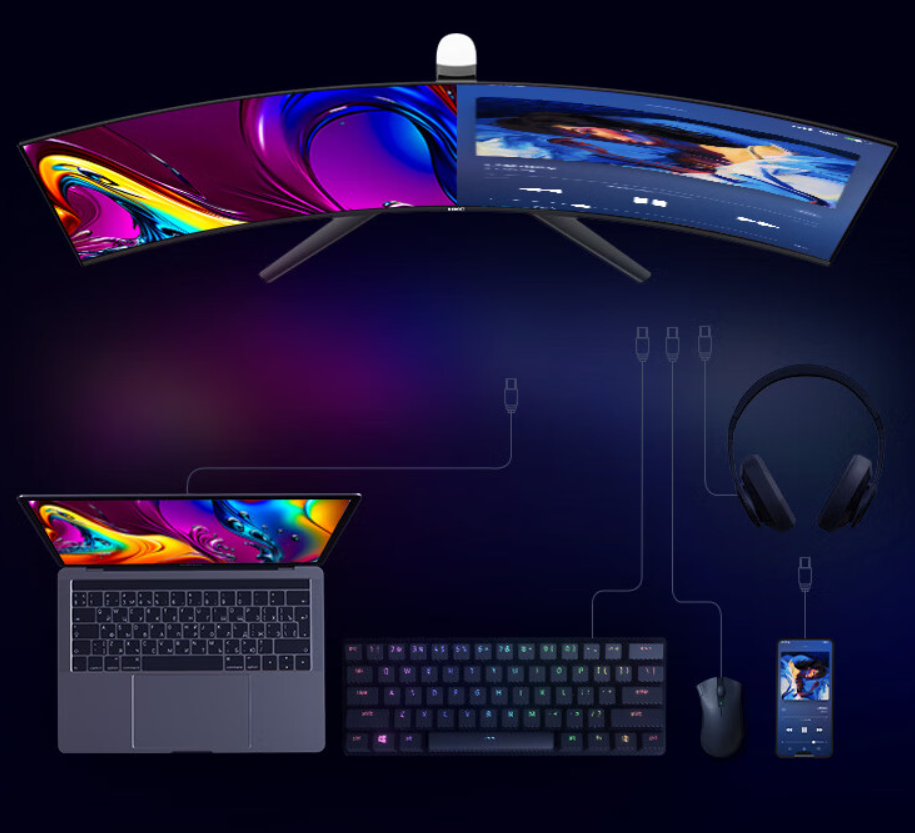 49 英寸 QD-OLED 240Hz 曲面屏:HKC GS49UK 显示器发布,7999 元