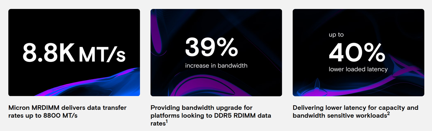 美光发布 DDR5 MRDIMM 内存：单条最高 256GB 容量，带宽增加 39%、延迟改善 40%