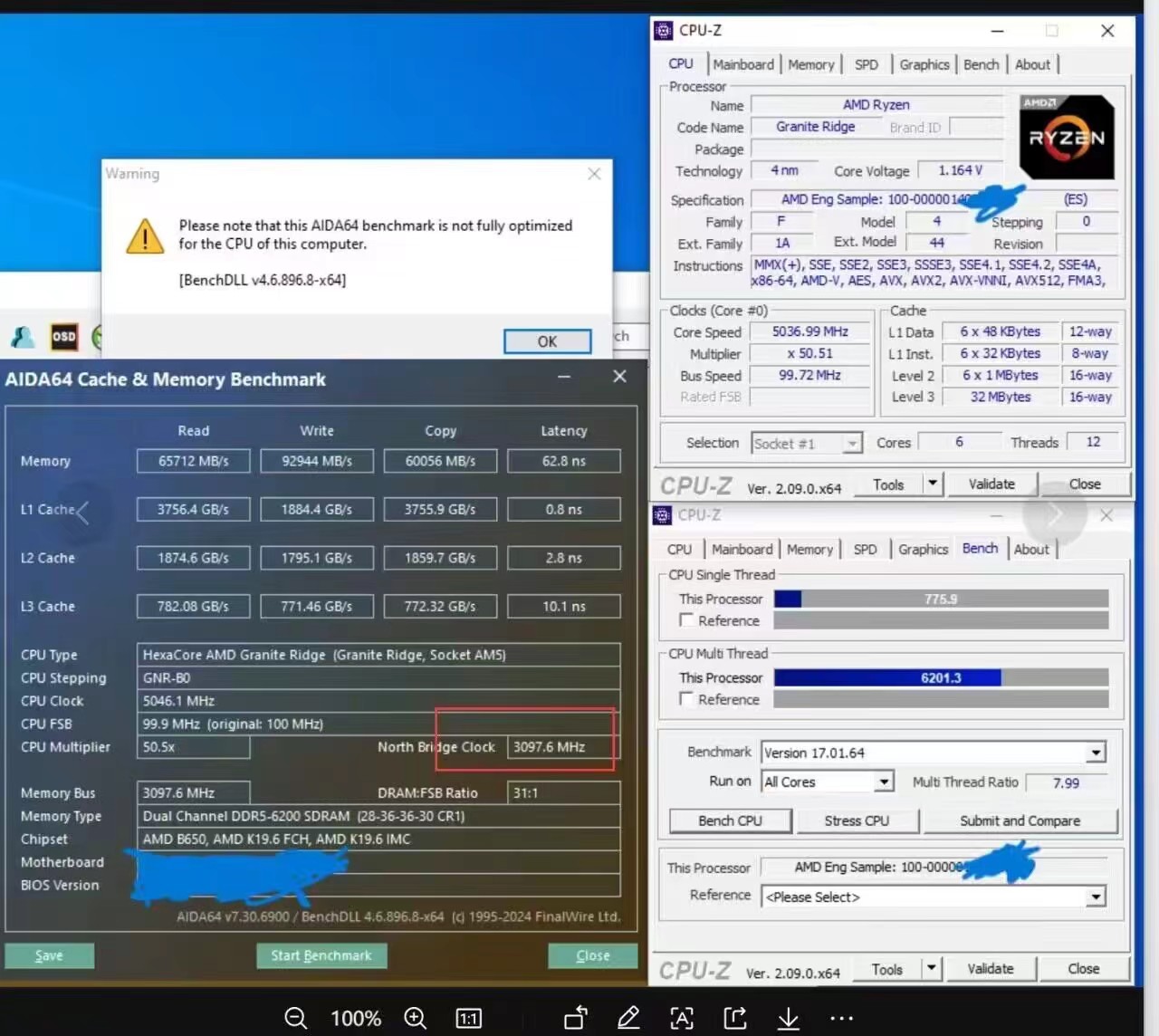 AMD 锐龙 5 9600X ES 工程版处理器超频成绩曝光：全核 5.7GHz、CPU-Z 多核跑分提升 14%