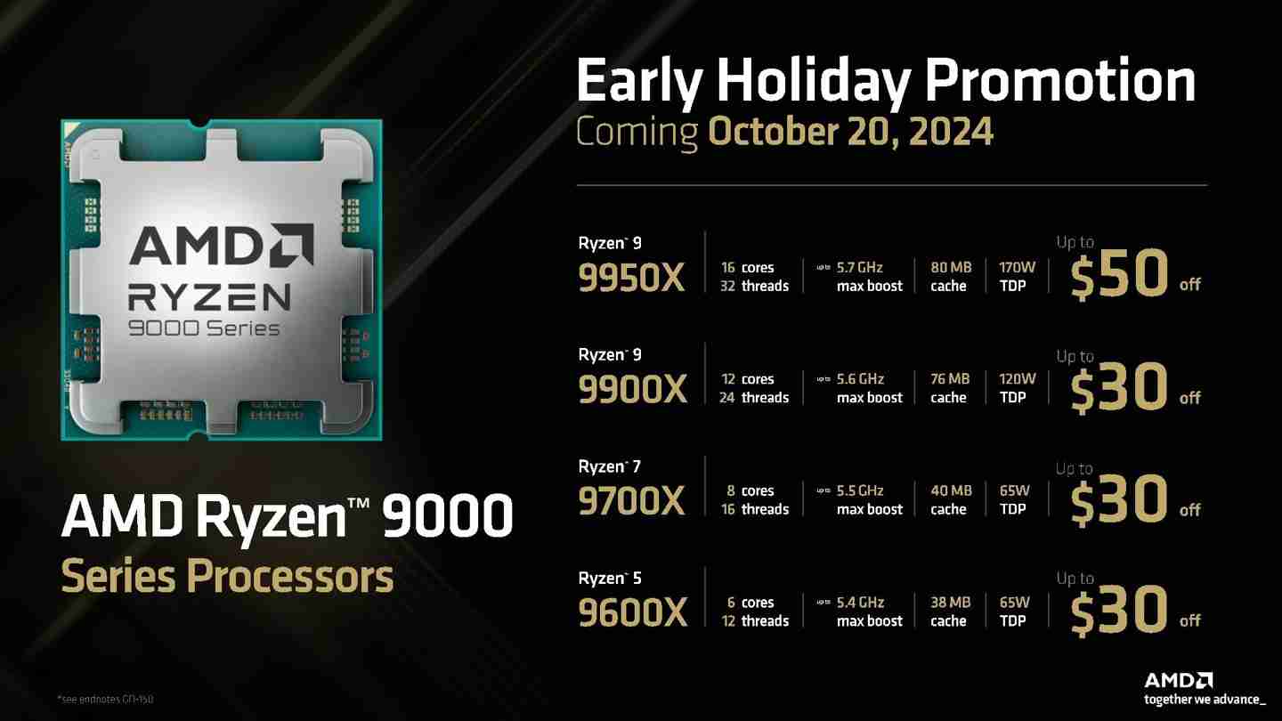 AMD 锐龙 9000X3D 系列桌面处理器官宣,11 月 7 日发售