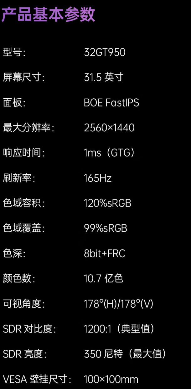 KTC 推出“32GT950”31.5 英寸显示器:2K 165Hz,1399 元
