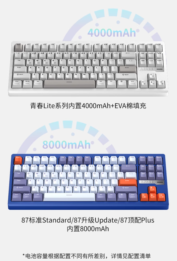 黑爵轻氪 QS87 三模快拆铝坨坨键盘开售：4000 / 8000mAh 电池、87 键配列，259 元起