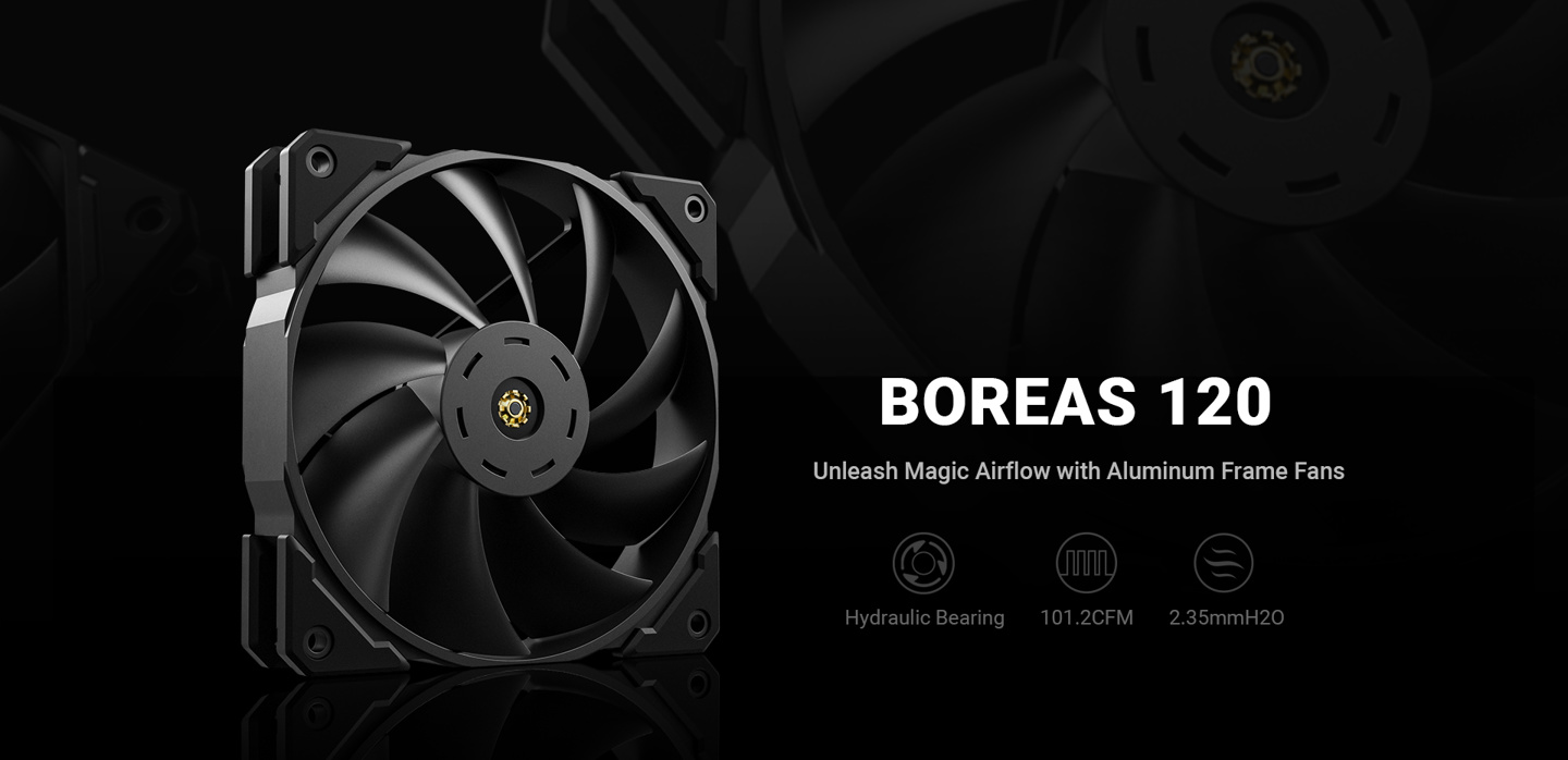酷凛海外推出 BOREAS 120 风扇:铝制框架,0.6mm 叶框间隙
