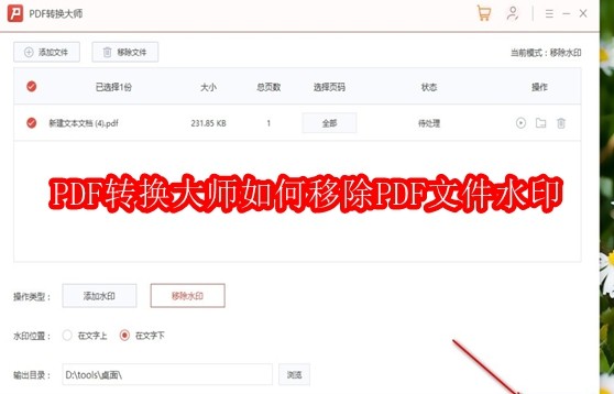 PDF转换大师怎么去掉水印？