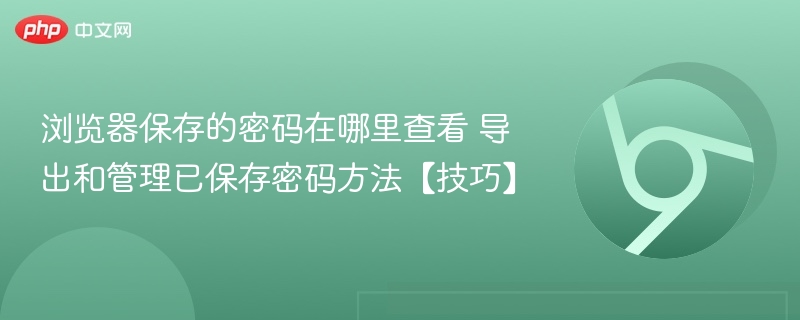 浏览器保存密码怎么查看？导出管理方法详解