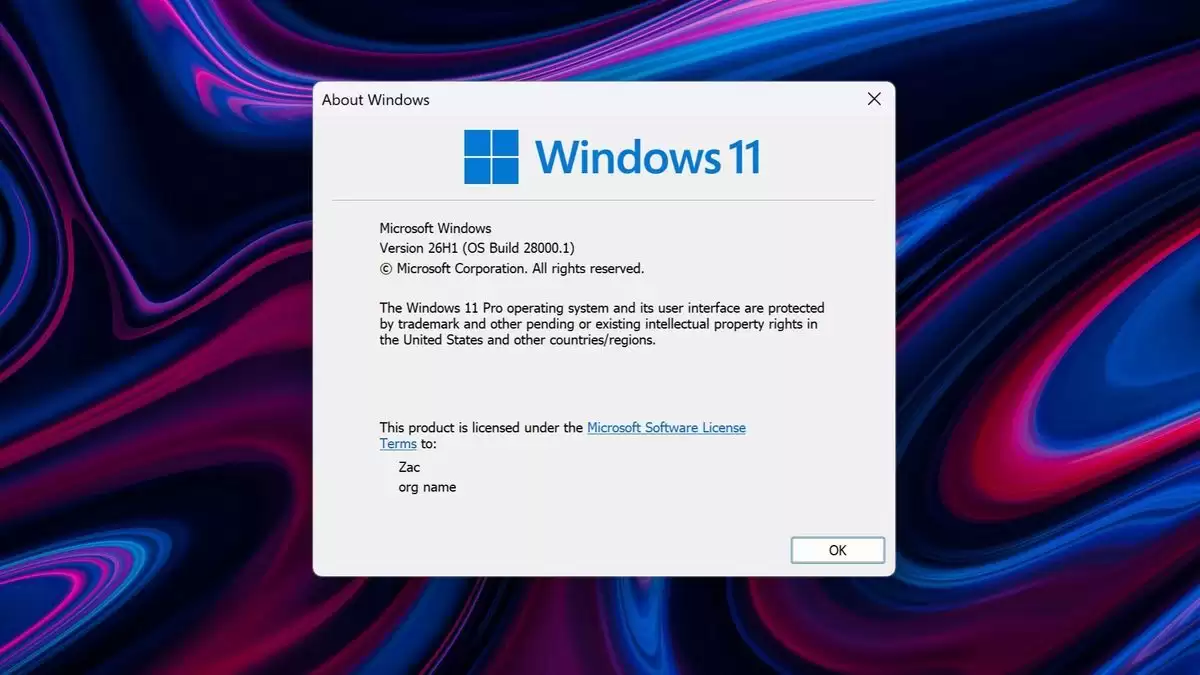 微软Win11 Build预览版28000推送! 26H1正式登场
