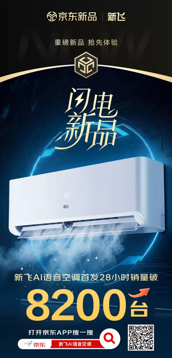 首发28小时销量破8200台！ 新飞AI语音空调搭载京东JoyInside