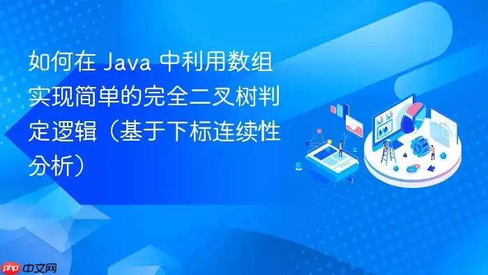 如何在 Java 中利用数组实现简单的完全二叉树判定逻辑（基于下标连续性分析）
