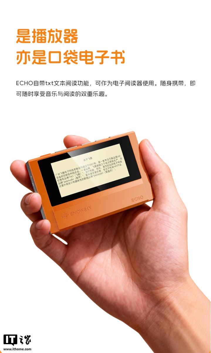 飞傲子品牌雪漫天推出 ECHO 播放器:复古造型、3.5mm 单端 +4.4mm 平衡耳机接口,399 元