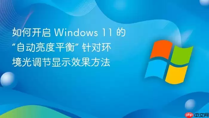 如何开启 Windows 11 的“自动亮度平衡” 针对环境光调节显示效果方法