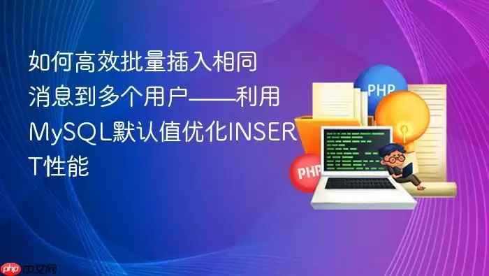 如何高效批量插入相同消息到多个用户——利用MySQL默认值优化INSERT性能