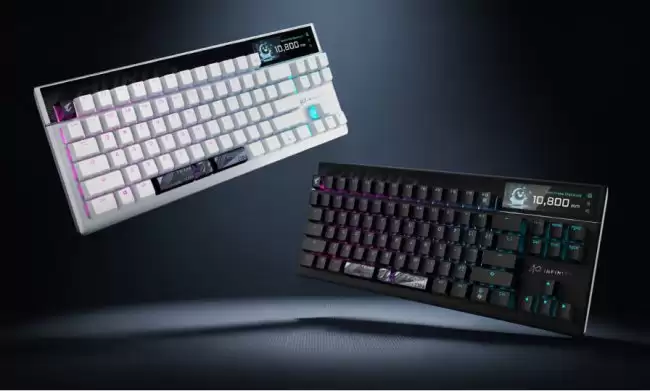 技嘉带来 AORUS INFINITY 键鼠机箱 还有 AORUS ELITE 水冷