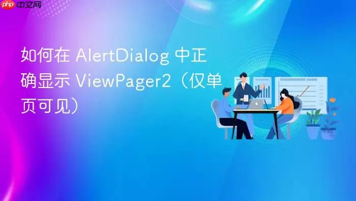 如何在 AlertDialog 中正确显示 ViewPager2（仅单页可见）