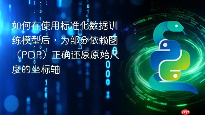 如何在使用标准化数据训练模型后,为部分依赖图(PDP)正确还原原始尺度的坐标轴