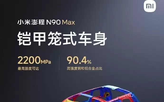 小米澎程N90 Max搭载铠甲笼式车身,车顶最大承压载荷将近14吨