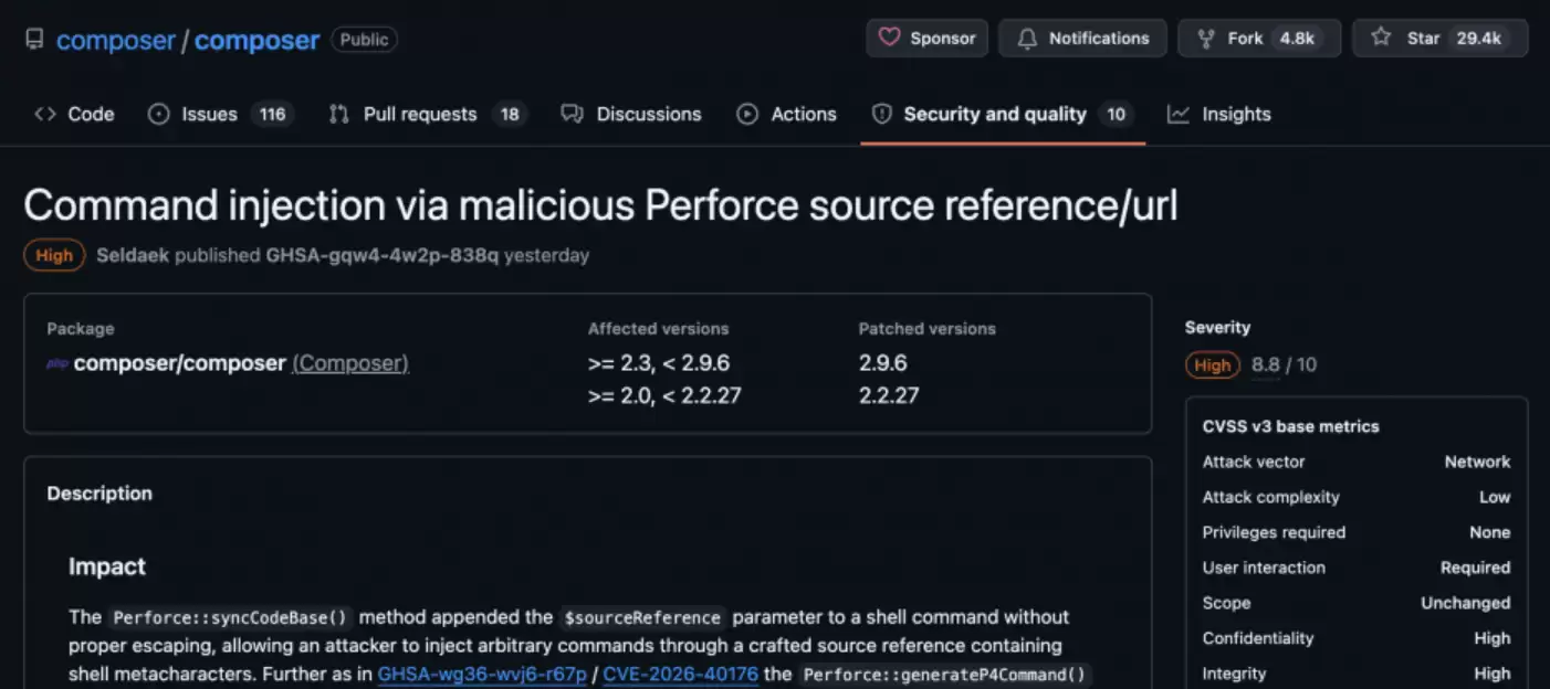 PHP套件管理器Composer爆两指令注入高风险漏洞,可远端触发任意指令执行
