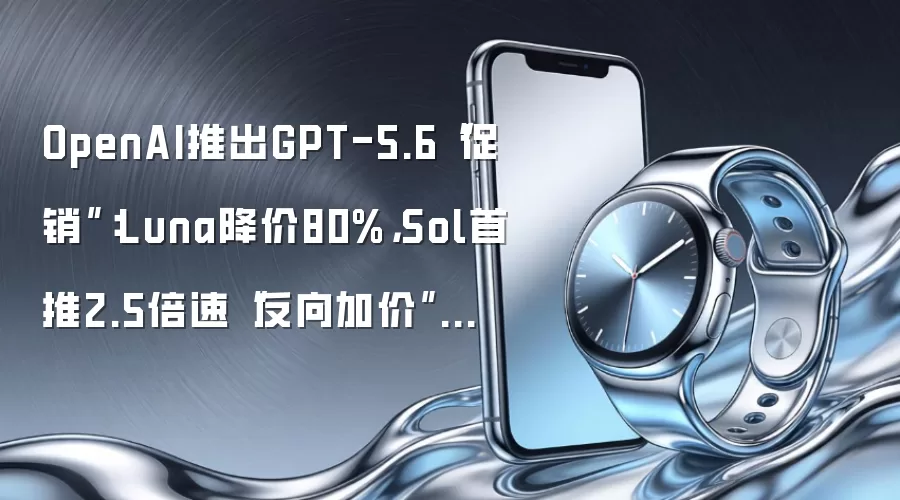 OpenAI推出GPT-5.6“促销”:Luna降价80%,Sol首推2.5倍速“反向加价”模式