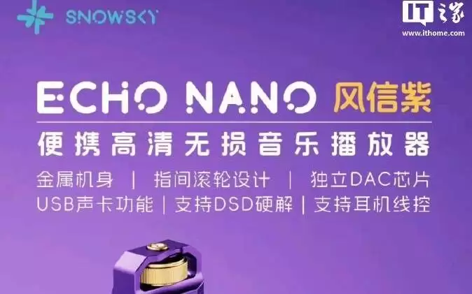 飞傲雪漫天Echo Nano播放器新增“风信紫”版本,299元