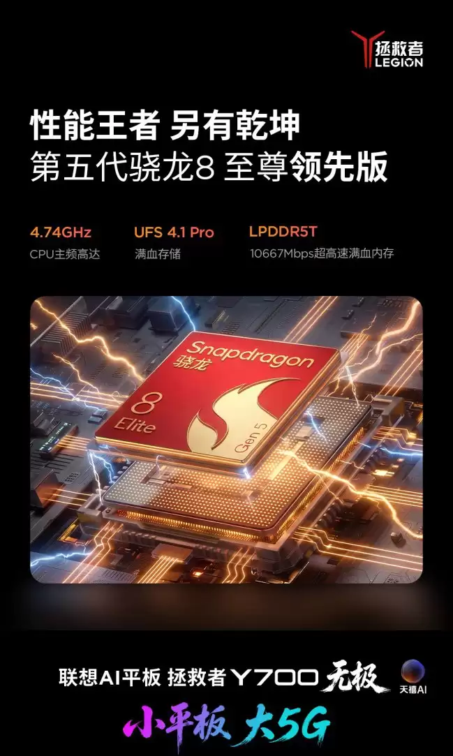 联想拯救者发布 Y700 无极平板电脑搭载高通第五代骁龙 8 至尊版