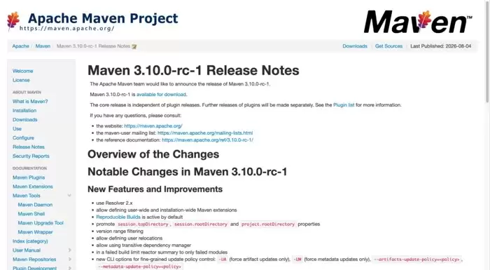 Maven 3.10.0-rc-1发布:默认启用可复现构建
